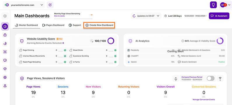 Create New Custom Dashboard Create New Custom Dashboard