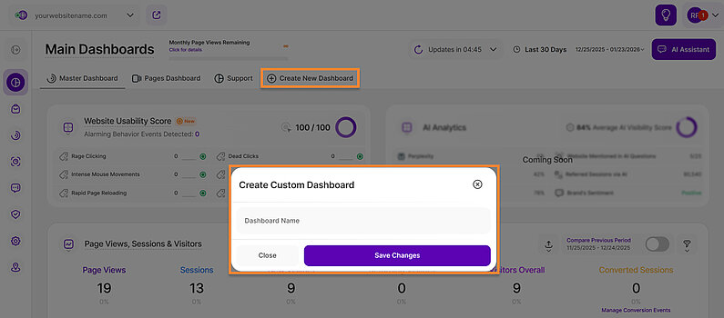 Create a New Custom Dashboard Create a New Custom Dashboard