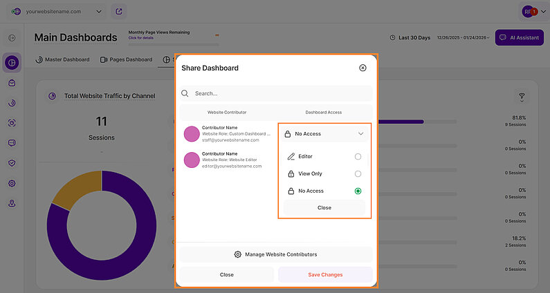 Share Dashboard Options Share Dashboard Options