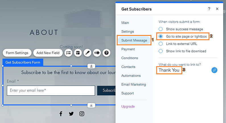 Conectați pagina de mulțumire la formularul dvs. Conectați pagina de mulțumire la formularul dvs.