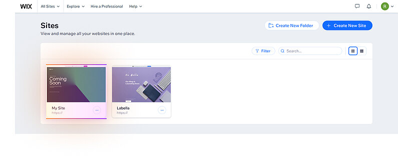 Wählen Sie Ihre Wix-Website