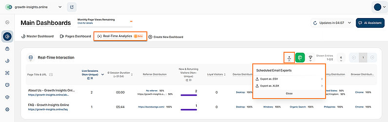 Downloading Live Metrics for External Reporting Downloading Live Metrics for External Reporting