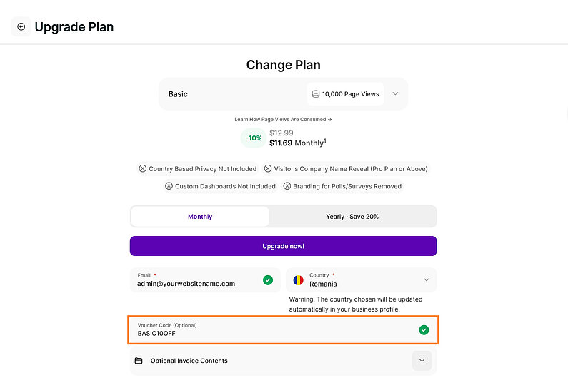 Applying your Voucher Code