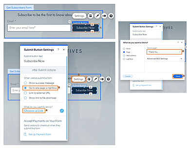 Link the Thank You page to a button