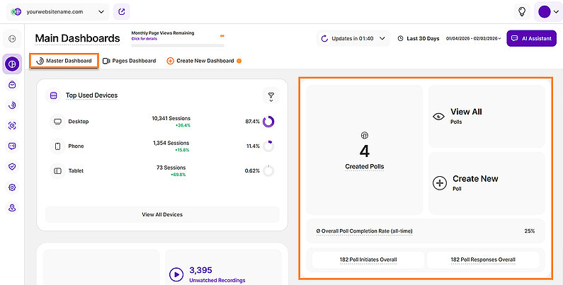Overview of Polls in the Master Dashboard Overview of Polls in the Master Dashboard