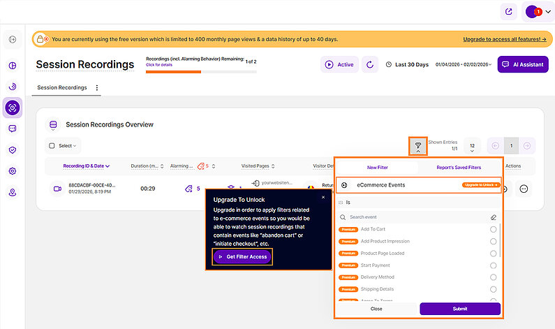 Leverage our eCommerce Events Filters Leverage our eCommerce Events Filters