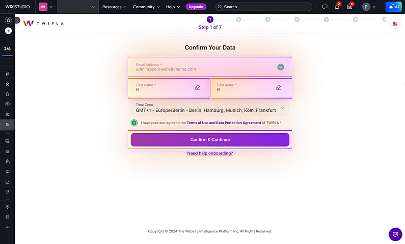 Bestätigen Sie Ihre Daten