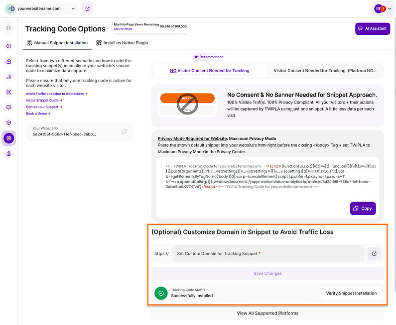 Einrichtung der benutzerdefinierten Domain-Verfolgung