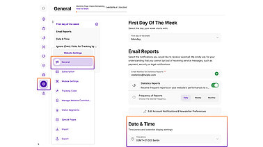 Website Settings Time Zone