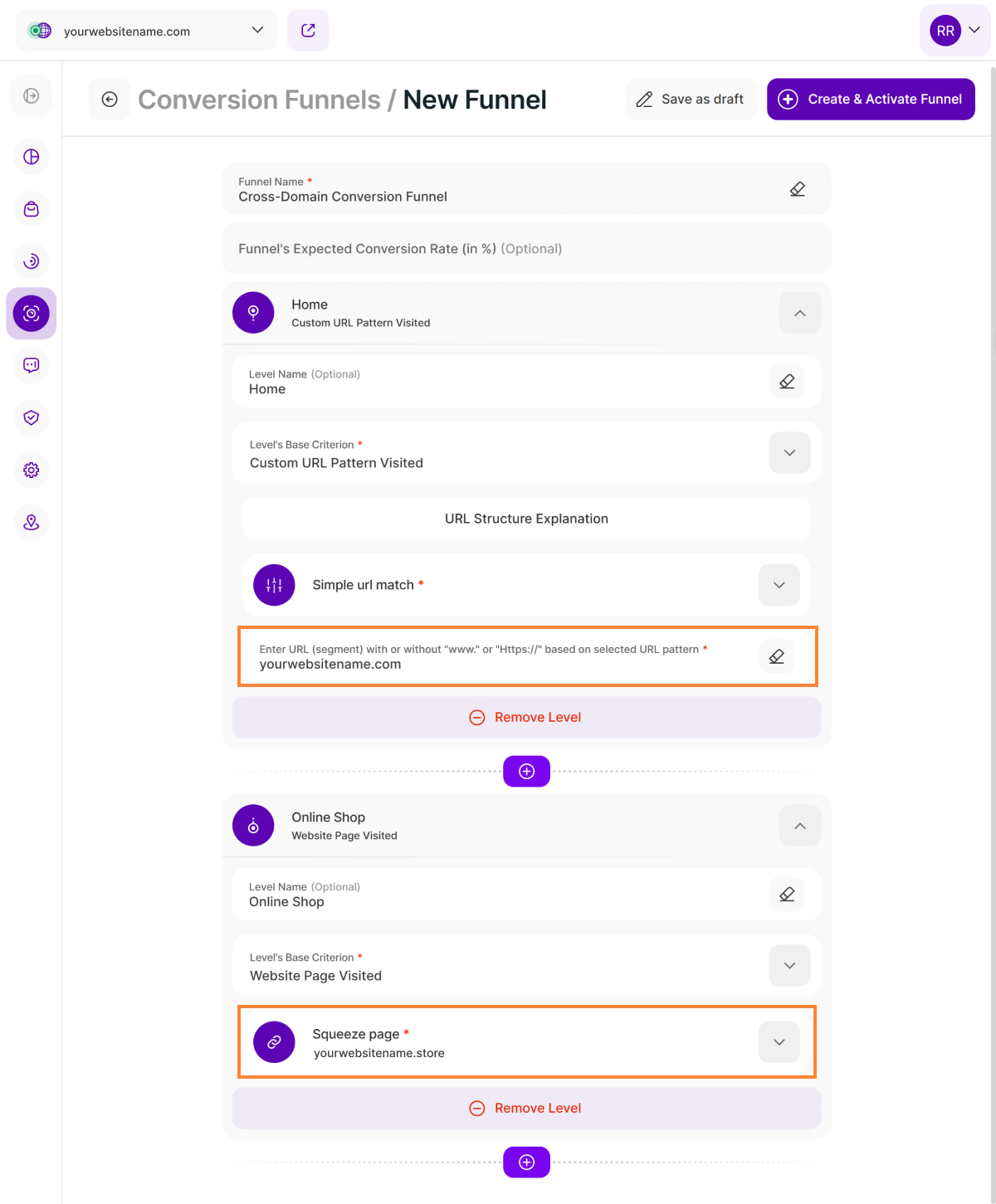 Cross-Domain Conversion Funnel Creation Cross-Domain Conversion Funnel Creation